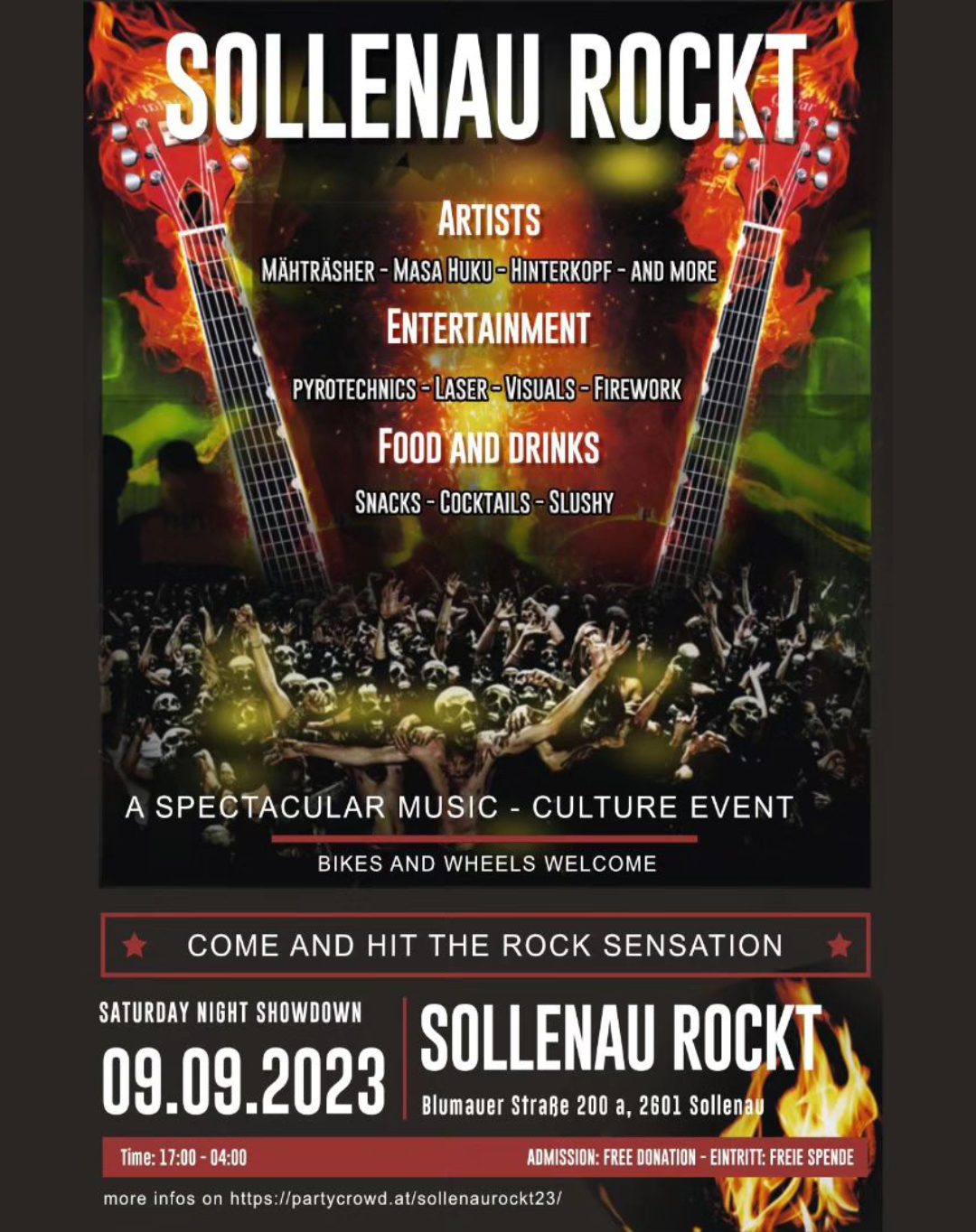 Sollenau Rockt 2023 Veranstaltung, Event Management, Catering, Eventtechnik